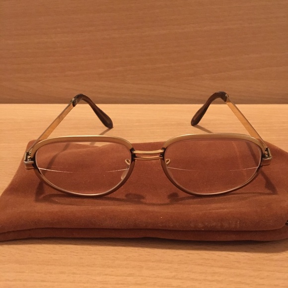 60s Marine USA Vintage Eyeglasses Brass Tone Metal with Velvet Kiss Lock Case - Picture 2 of 8